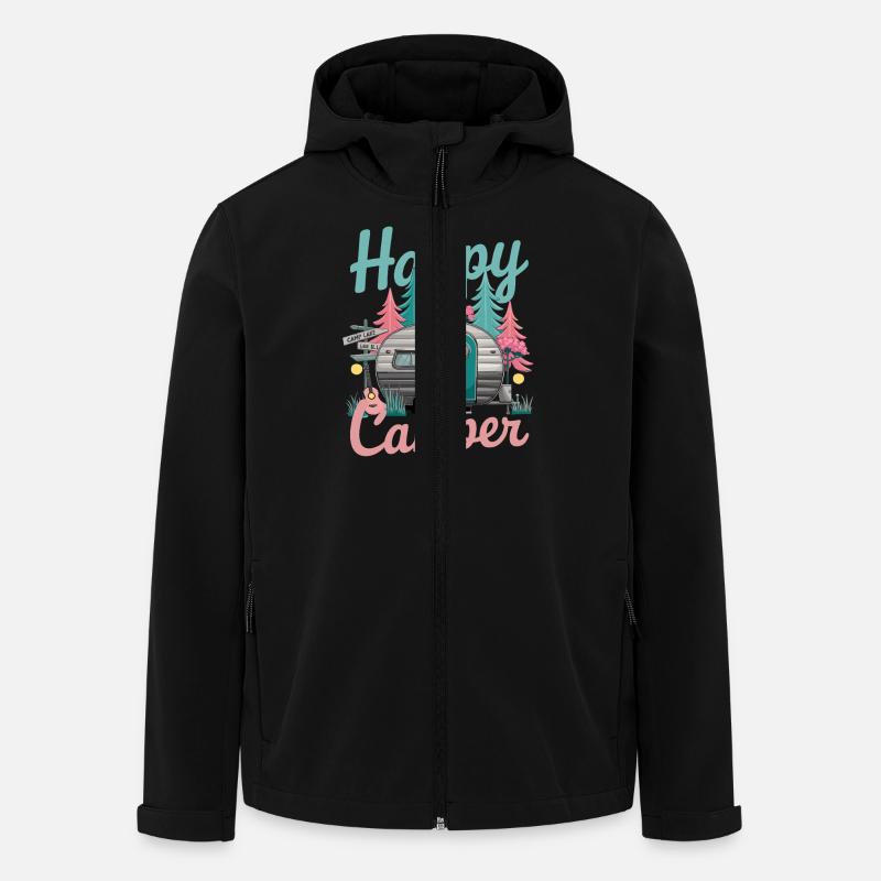 Camping-car joyeux Caravane Aventure Nature - Veste softshell homme en polyester recyclé Stanley/Stella - noir