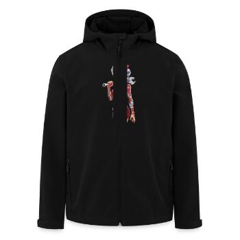 Strong female mechanic with tattoos and - Men’s Recycled Softshell Jacket by Stanley/Stella - black - Front - AI Model Male 185 light (185cm)