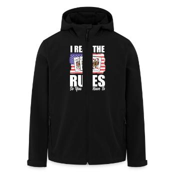Funny Pinochle Card Player USA Flag - Men’s Recycled Softshell Jacket by Stanley/Stella - black - Front - AI Model Male 185 light (185cm)