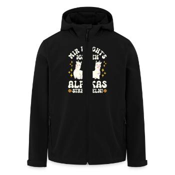 Alpaka Fan MIR REICHT'S GEH ALPAKAS STREICHELN - Recycelte Männer Softshell-Jacke von Stanley/Stella - Schwarz - Vorne - AI Model Male 185 light (185cm)