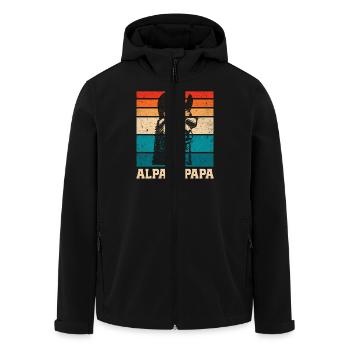 Werdender Vater ALPAKAPAPA Retro Lustig - Recycelte Männer Softshell-Jacke von Stanley/Stella - Schwarz - Vorne - AI Model Male 185 light (185cm)