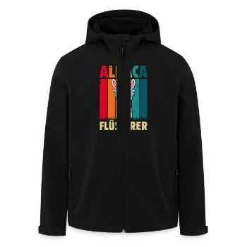 Alpaka Fan ALPAKA FLÜSTERER Lama Lustiges - Recycelte Männer Softshell-Jacke von Stanley/Stella - Schwarz - Vorne - AI Model Male 185 light (185cm)