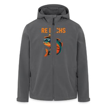 Re : Saumon – Drôle de poisson avec des lunettes de soleil - Veste softshell homme en polyester recyclé Stanley/Stella - noir - Devant - AI Model Male 185 light (185cm)