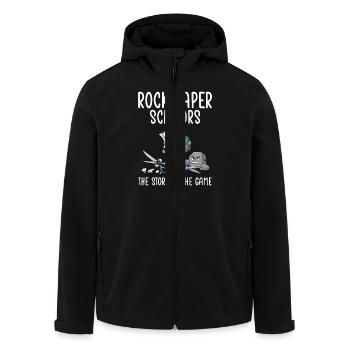 Pierre, papier, ciseaux, l’histoire du jeu - Veste softshell homme en polyester recyclé Stanley/Stella - noir - Devant - AI Model Male 185 light (185cm)