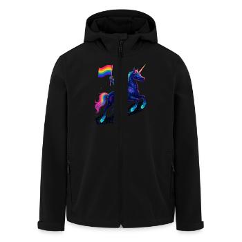 Astronaut Auf Einhorn Mit Regenbogenflagge - Recycelte Männer Softshell-Jacke von Stanley/Stella - Schwarz - Vorne - AI Model Male 185 light (185cm)