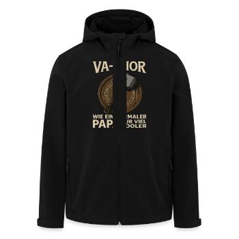 VA-THOR – Papa Design avec Mjölnir & Runes - Veste softshell homme en polyester recyclé Stanley/Stella - noir - Devant - AI Model Male 185 light (185cm)