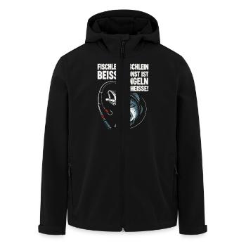 Fischlein beisse – Angel Spruch lustig - Men’s Recycled Softshell Jacket by Stanley/Stella - black - Front - AI Model Male 185 light (185cm)