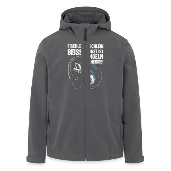 Fischlein beisse – Angel Spruch lustig - Recycelte Männer Softshell-Jacke von Stanley/Stella - Anthrazit - Vorne - AI Model Male 185 light (185cm)