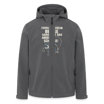 Fischlein beiße – Witziger Angler Reim - Recycelte Männer Softshell-Jacke von Stanley/Stella - Anthrazit - Vorne - AI Model Male 185 light (185cm)