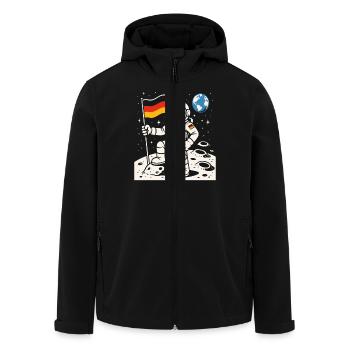 Abenteuerlustiger Astronaut Mit Deutscher Flagge - Recycelte Männer Softshell-Jacke von Stanley/Stella - Schwarz - Vorne - AI Model Male 185 light (185cm)