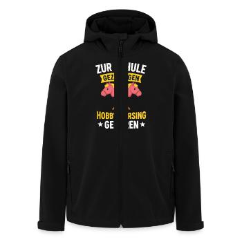 Zur Schule gezwungen – Hobby Horsing Fan - Recycelte Männer Softshell-Jacke von Stanley/Stella - Schwarz - Vorne - AI Model Male 185 light (185cm)