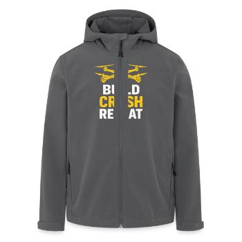 Build Crash Repeat – Drone Pilot Saying - Men’s Recycled Softshell Jacket by Stanley/Stella - black - Front - AI Model Male 185 light (185cm)