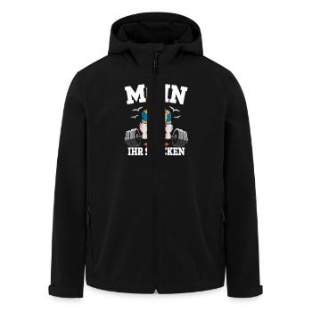 Moin Ihr Spacken Lustige Möwe Gewichtheben - Recycelte Männer Softshell-Jacke von Stanley/Stella - Schwarz - Vorne - AI Model Male 185 light (185cm)