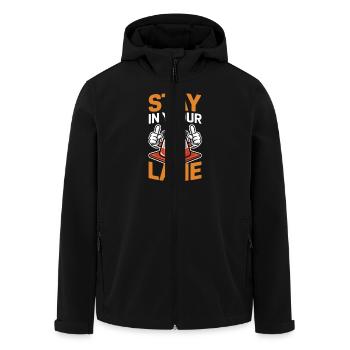 Restez dans votre voie Cône de circulation Humour - Veste softshell homme en polyester recyclé Stanley/Stella - noir - Devant - AI Model Male 185 light (185cm)