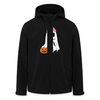 Cute Ghost Drinking Coffee Enthusiast - Men’s Recycled Softshell Jacket by Stanley/Stella - black - Front - AI Model Male 185 light (185cm)