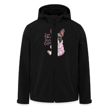 Weniger Reden Mehr Kaffee Französische Bulldogge - Recycelte Männer Softshell-Jacke von Stanley/Stella - Schwarz - Vorne - AI Model Male 185 light (185cm)