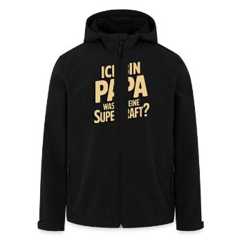 Ich bin Papa – Was ist deine Superkraft? - Recycelte Männer Softshell-Jacke von Stanley/Stella - Schwarz - Vorne - AI Model Male 185 light (185cm)