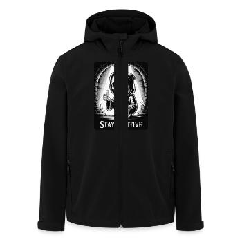 Stay Positive – Grim Reaper Skeleton Design Humor - Men’s Recycled Softshell Jacket by Stanley/Stella - black - Front - AI Model Male 185 light (185cm)