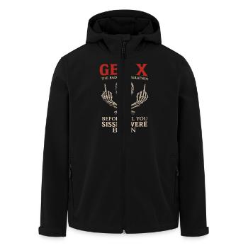 Gen X Skull Oldschool Legend - Men’s Recycled Softshell Jacket by Stanley/Stella - black - Front - AI Model Male 185 light (185cm)