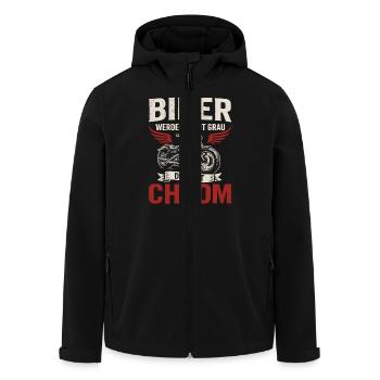Biker Saying – That's Chrome - Men’s Recycled Softshell Jacket by Stanley/Stella - black - Front - AI Model Male 185 light (185cm)