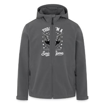 Aujourd’hui, je suis un Serious Goose Lustige Gans mit Pistole - Veste softshell homme en polyester recyclé Stanley/Stella - charbon - Devant - AI Model Male 185 light (185cm)