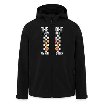 Cheval Gabelt King Queen Kawaii pièces d’échecs - Veste softshell homme en polyester recyclé Stanley/Stella - noir - Devant - AI Model Male 185 light (185cm)