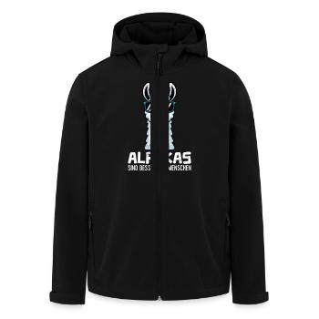 Alpaka Fan ALPAKAS SIND BESSER ALS MENSCHEN LusAlp - Recycelte Männer Softshell-Jacke von Stanley/Stella - Schwarz - Vorne - AI Model Male 185 light (185cm)