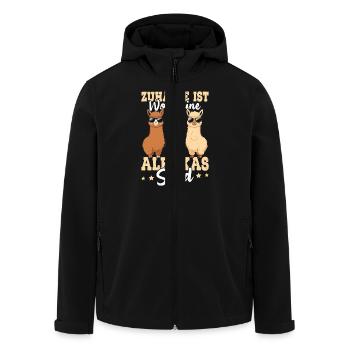 Alpaka Fan ZUHAUSE IST WO MEINE ALPAKAS SIND - Recycelte Männer Softshell-Jacke von Stanley/Stella - Schwarz - Vorne - AI Model Male 185 light (185cm)