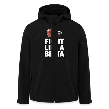 Fight like a Beta – Funny fish design - Men’s Recycled Softshell Jacket by Stanley/Stella - black - Front - AI Model Male 185 light (185cm)
