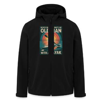 Never Underestimate an Old Man with a Kayak - Men’s Recycled Softshell Jacket by Stanley/Stella - black - Front - AI Model Male 185 light (185cm)