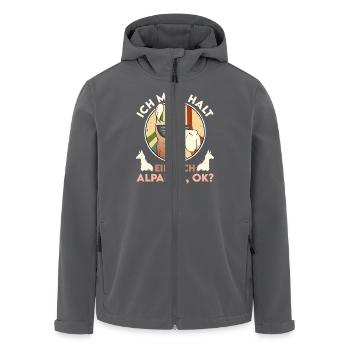 Alpaka Fan MAG HALT EINFACH ALPAKAS OK? Lustig - Recycelte Männer Softshell-Jacke von Stanley/Stella - Schwarz - Vorne - AI Model Male 185 light (185cm)
