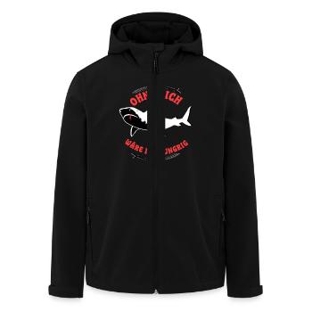 grosser weisser hai lustiger Spruch - Recycelte Männer Softshell-Jacke von Stanley/Stella - Schwarz - Vorne - AI Model Male 185 light (185cm)