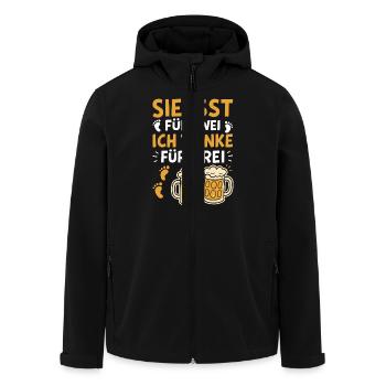Bald Papa SIE ISST FÜR ZWEI ICH TRINKEV FÜR DREI - Recycelte Männer Softshell-Jacke von Stanley/Stella - Schwarz - Vorne - AI Model Male 185 light (185cm)