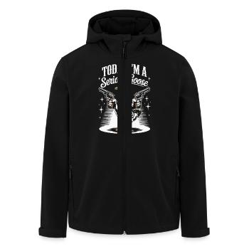 Aujourd’hui, je suis un Serious Goose Lustige Gans mit Pistole - Veste softshell homme en polyester recyclé Stanley/Stella - noir - Devant - AI Model Male 185 light (185cm)