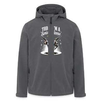 Aujourd’hui, je suis un Serious Goose Lustige Gans mit Pistole - Veste softshell homme en polyester recyclé Stanley/Stella - charbon - Devant - AI Model Male 185 light (185cm)