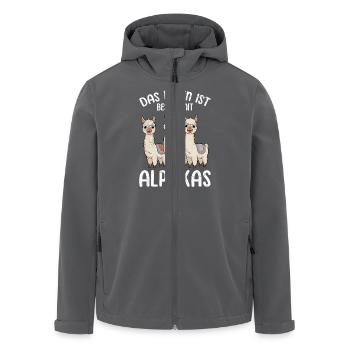 Alpaka DAS LEBEN IST BETTER MIT ALPAKAS Lustiges - Recycelte Männer Softshell-Jacke von Stanley/Stella - Anthrazit - Vorne - AI Model Male 185 light (185cm)