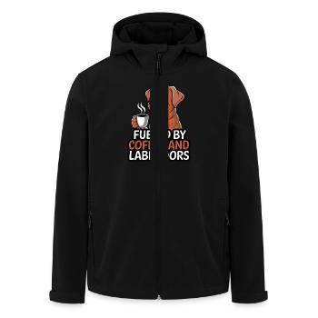 Alimenté par le café et les labradors - Veste softshell homme en polyester recyclé Stanley/Stella - noir - Devant - AI Model Male 185 light (185cm)