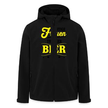 Richtige Frauen trinken Bier - Recycelte Männer Softshell-Jacke von Stanley/Stella - Schwarz - Vorne - AI Model Male 185 light (185cm)