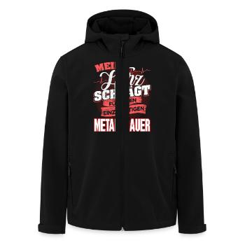 METALLBAUER - Mein Herz schlägt - Recycelte Männer Softshell-Jacke von Stanley/Stella - Schwarz - Vorne - AI Model Male 185 light (185cm)