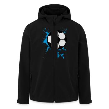 Football Soccer 3c - Men’s Recycled Softshell Jacket by Stanley/Stella - black - Front - AI Model Male 185 light (185cm)