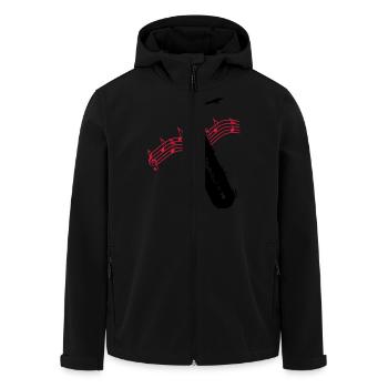 Saxofon / Noten - Recycelte Männer Softshell-Jacke von Stanley/Stella - Schwarz - Vorne - AI Model Male 185 light (185cm)