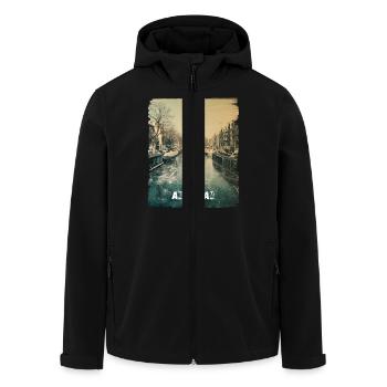 AMSTERDAM - Recycelte Männer Softshell-Jacke von Stanley/Stella - Schwarz - Vorne - AI Model Male 185 light (185cm)