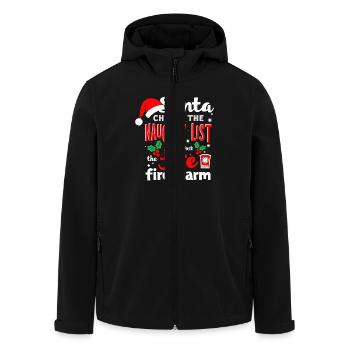 Santa checks the naughty - Men’s Recycled Softshell Jacket by Stanley/Stella - black - Front - AI Model Male 185 light (185cm)