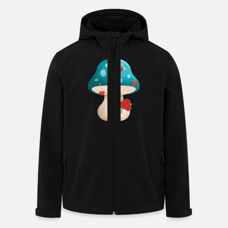 cute valentine mushroom with flowers - Men’s Recycled Softshell Jacket by Stanley/Stella - black