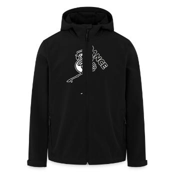 Fancy Flamingo with hat - Dance Design - Men’s Recycled Softshell Jacket by Stanley/Stella - black - Front - AI Model Male 185 light (185cm)