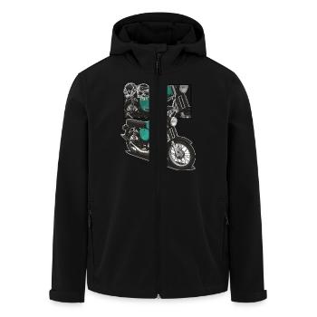 S51 (turquoise) // Illustration - Veste softshell homme en polyester recyclé Stanley/Stella - noir - Devant - AI Model Male 185 light (185cm)