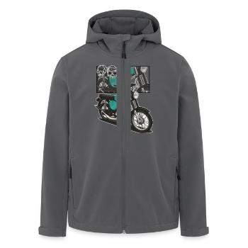 S51 (türkis) // Illustration - Recycelte Männer Softshell-Jacke von Stanley/Stella - Anthrazit - Vorne - AI Model Male 185 light (185cm)