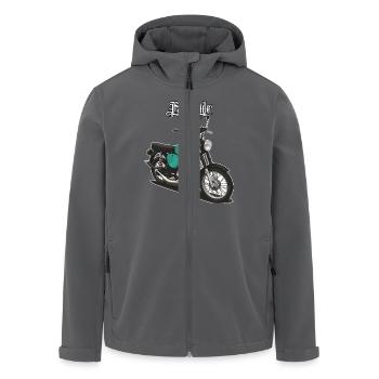 S51 (türkis) // Illustration - Recycelte Männer Softshell-Jacke von Stanley/Stella - Anthrazit - Vorne - AI Model Male 185 light (185cm)