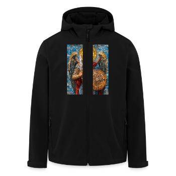Erzengel Michael in Rüstung Mosaik-Malerei - Recycelte Männer Softshell-Jacke von Stanley/Stella - Schwarz - Vorne - AI Model Male 185 light (185cm)
