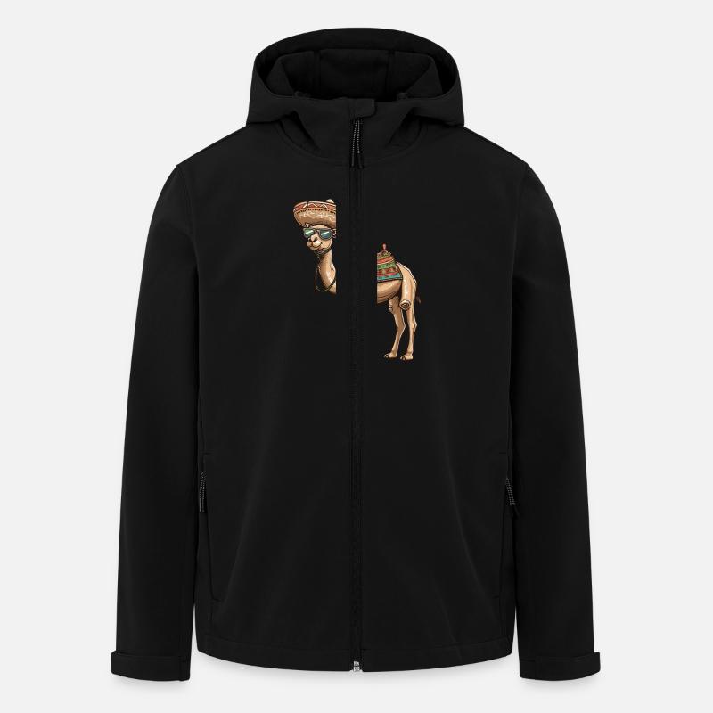 Chameau Bande dessinée Humour Sombrero - Veste softshell homme en polyester recyclé Stanley/Stella - noir